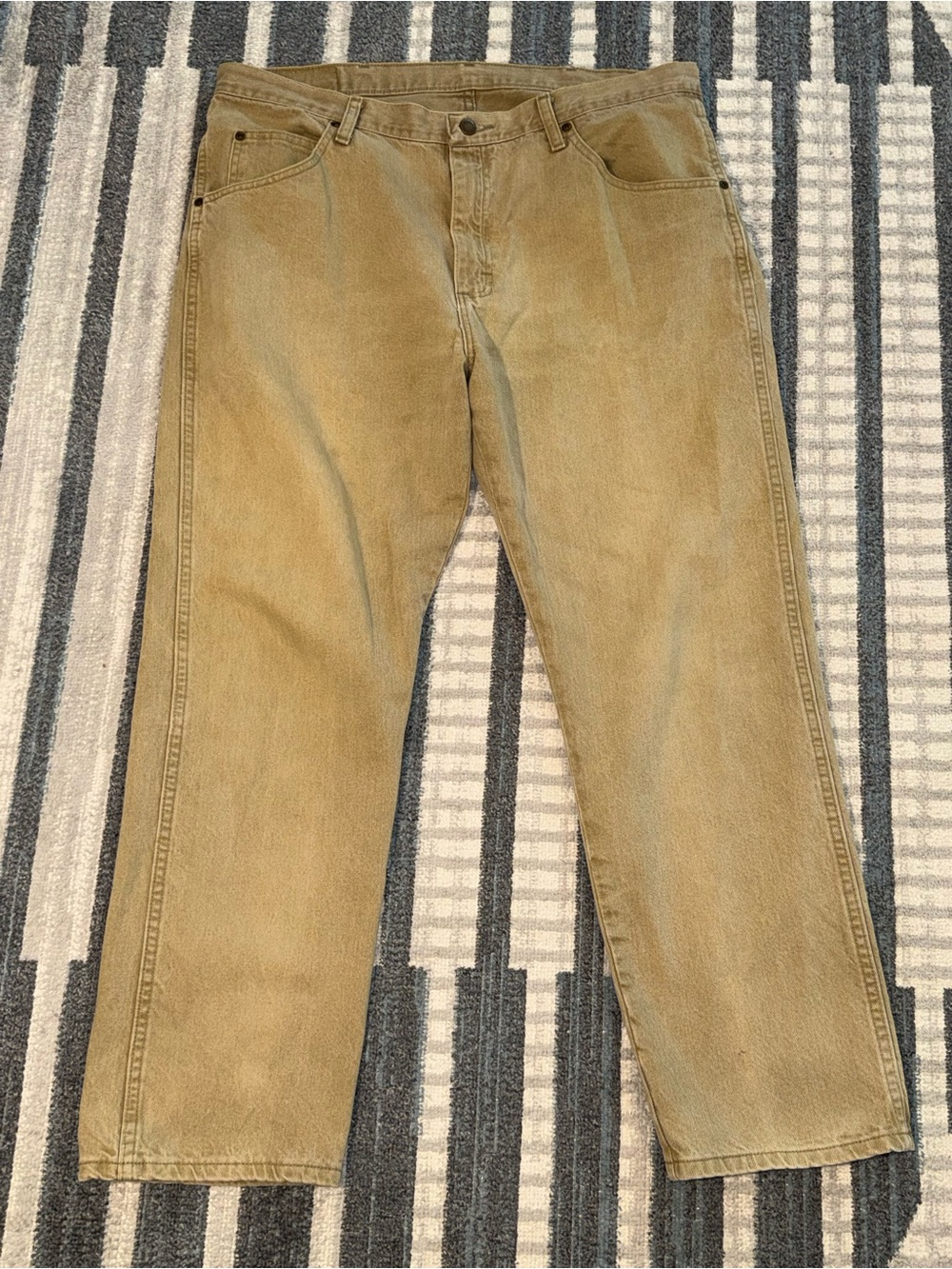 Wrangler Men's Tan Utility Jeans Straight Leg Regular Fit Pants Size 38x29